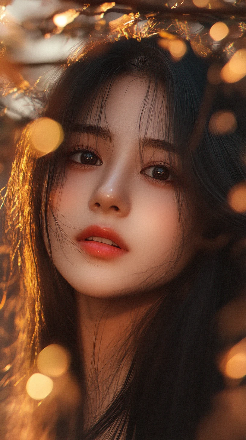 Dreamy anime girl in a glowing cherry blossom garden