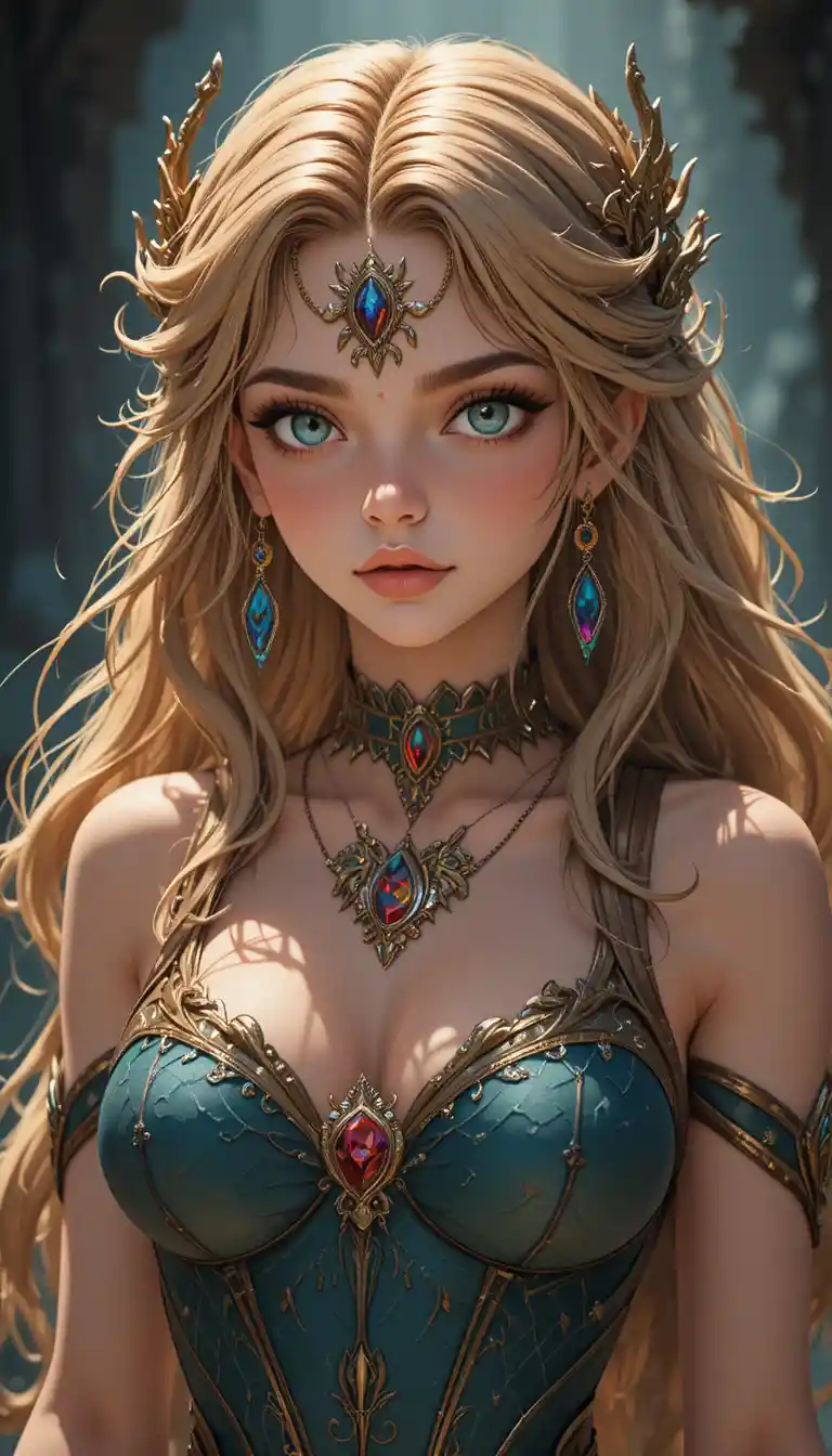 Anime mermaid nymph woman from a divine fantasy world