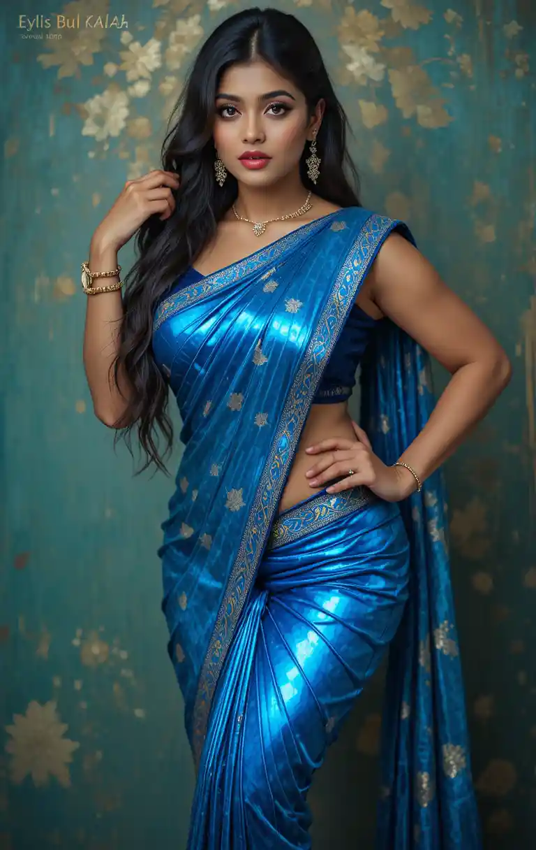 Tamil woman in modern saree with exposed navel pose