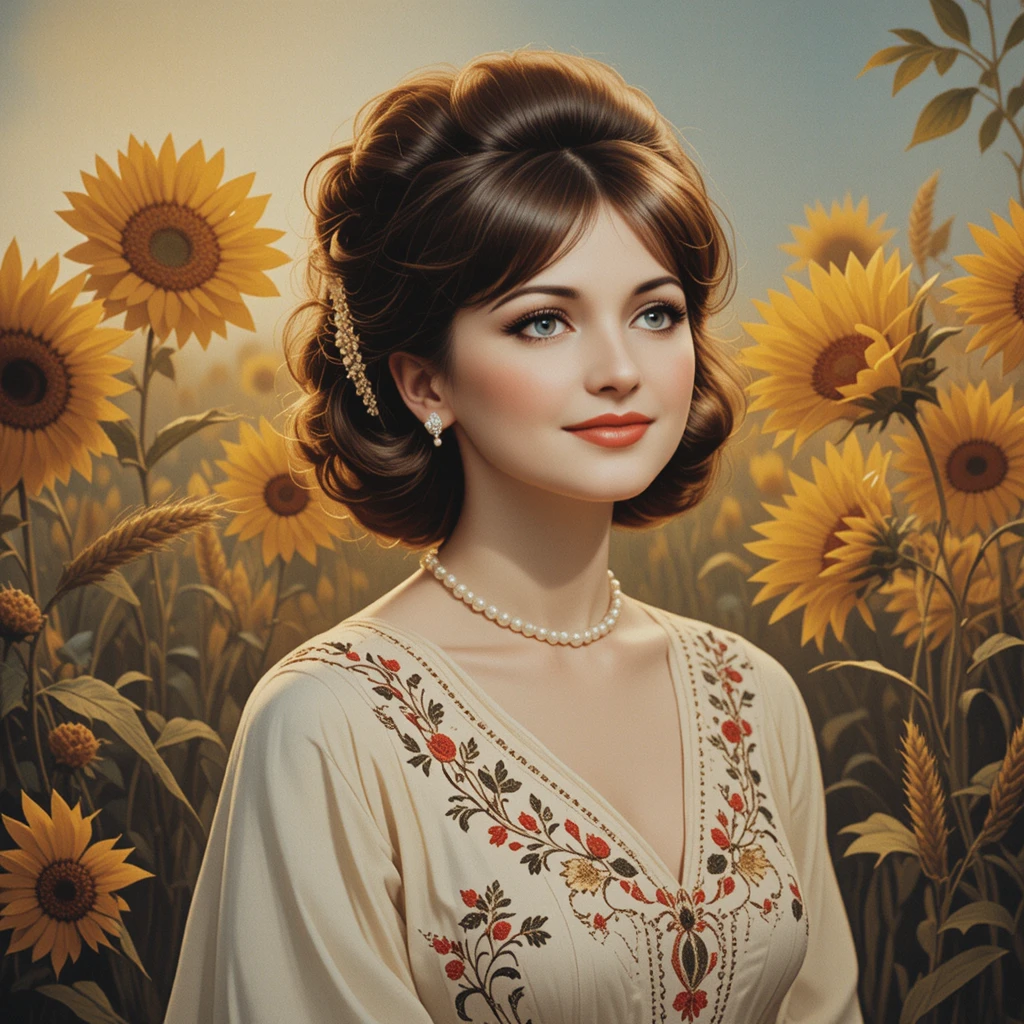 Romantic Ukrainian Singer On Vintage Vinyl Cover Design