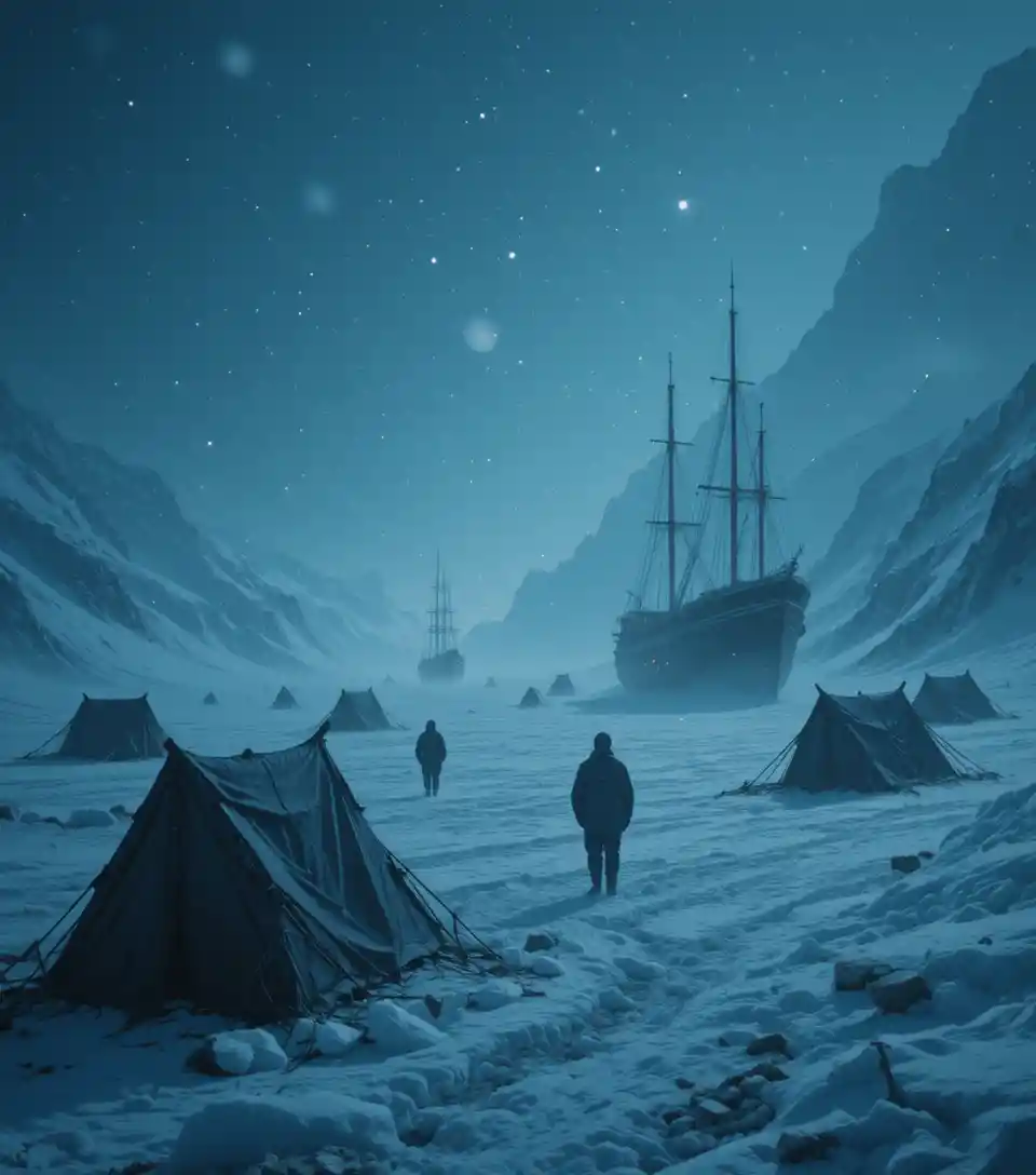 Stranded Arctic expedition ships buried deep beneath polar ice
