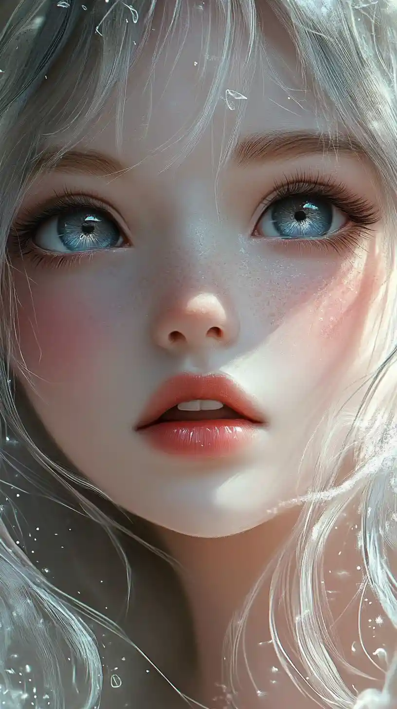 Pastel anime girl portrait with glowing angelic aura