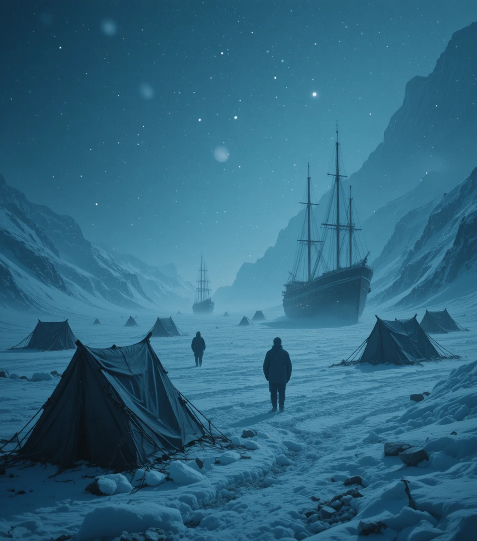 Stranded Arctic expedition ships buried deep beneath polar ice