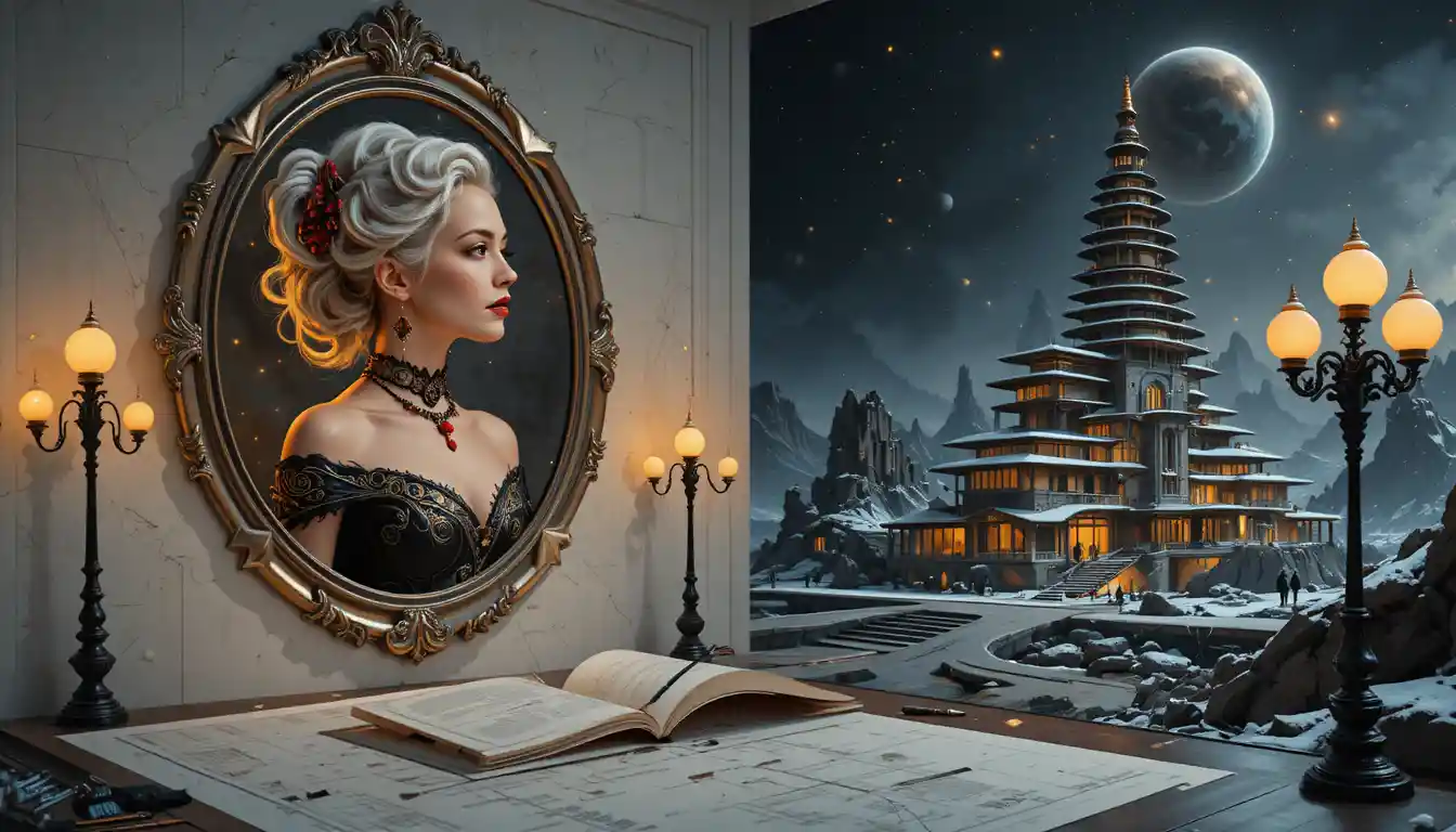 Glamorous Swedish woman in ornate vintage style portrait