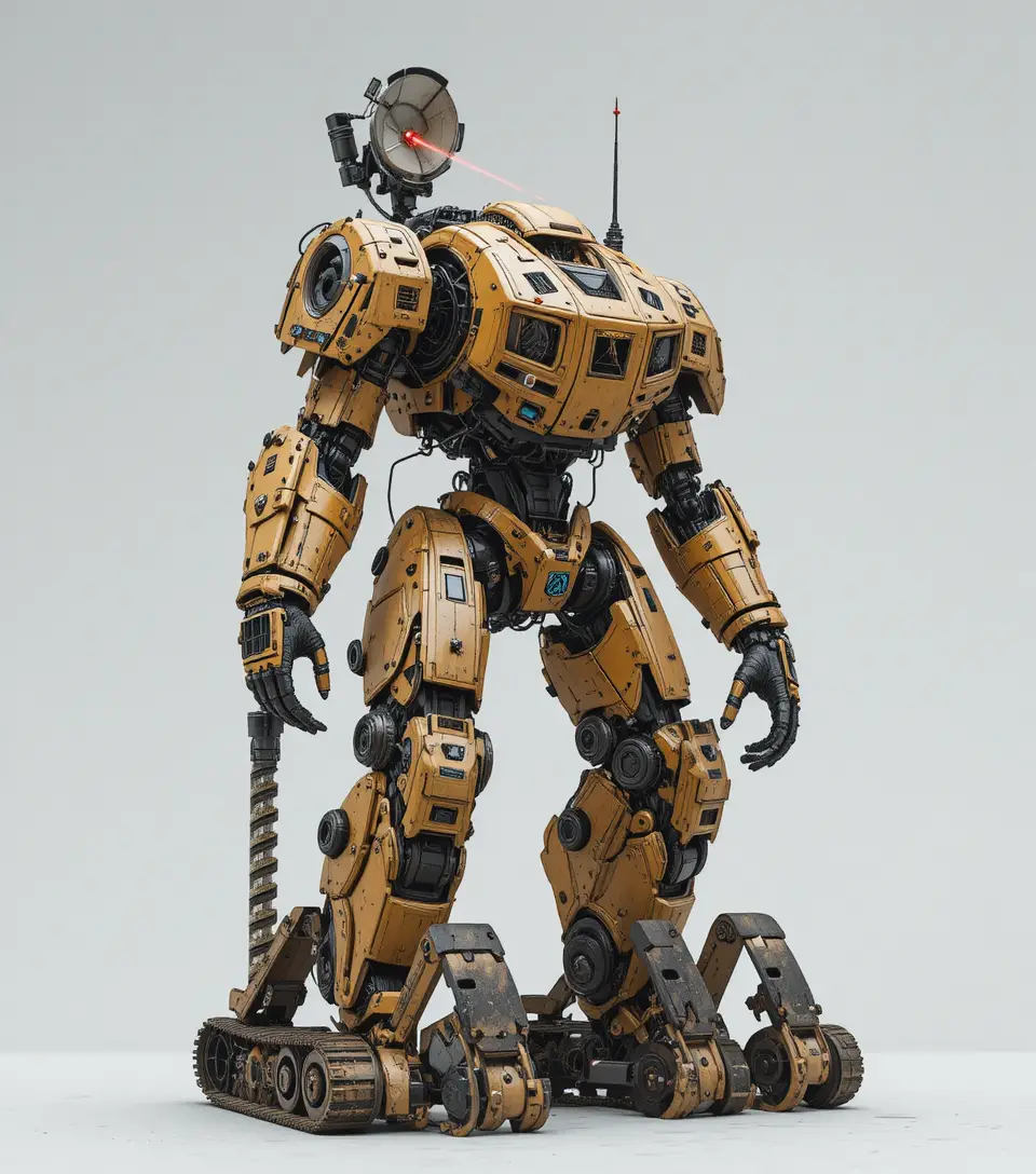 Tall excavation mech suit with drill and laser device