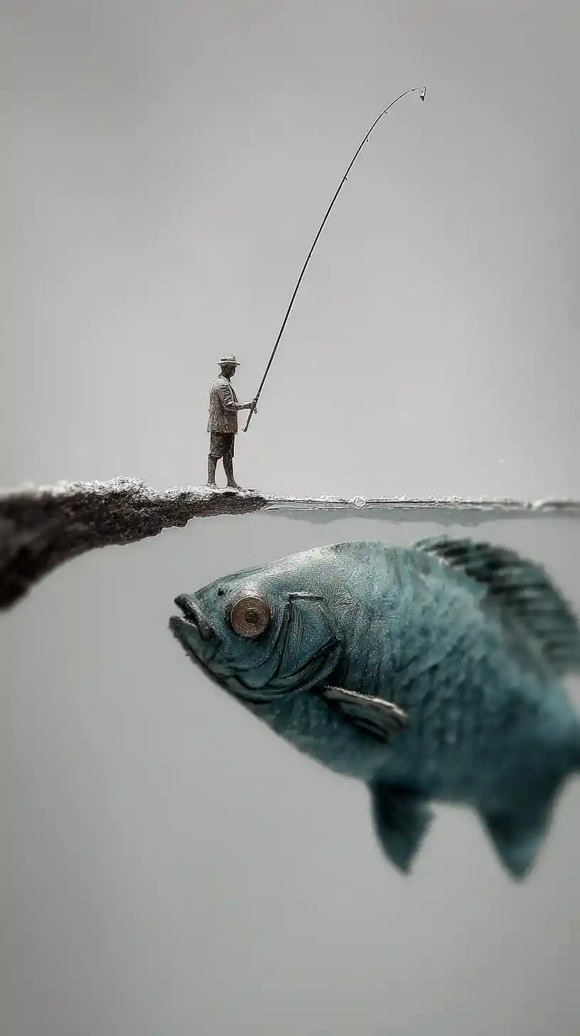 Person fishing for truth with no need for bait