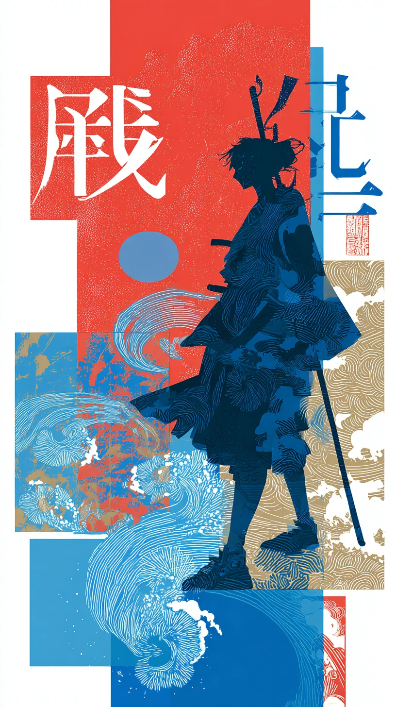 Heroic graphic character in bold low angle illustration