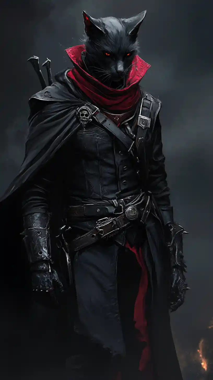 Dark avenger stalking through a shadowy night street
