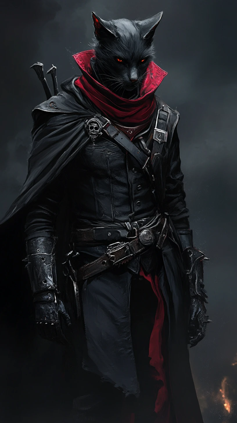 Dark avenger stalking through a shadowy night street