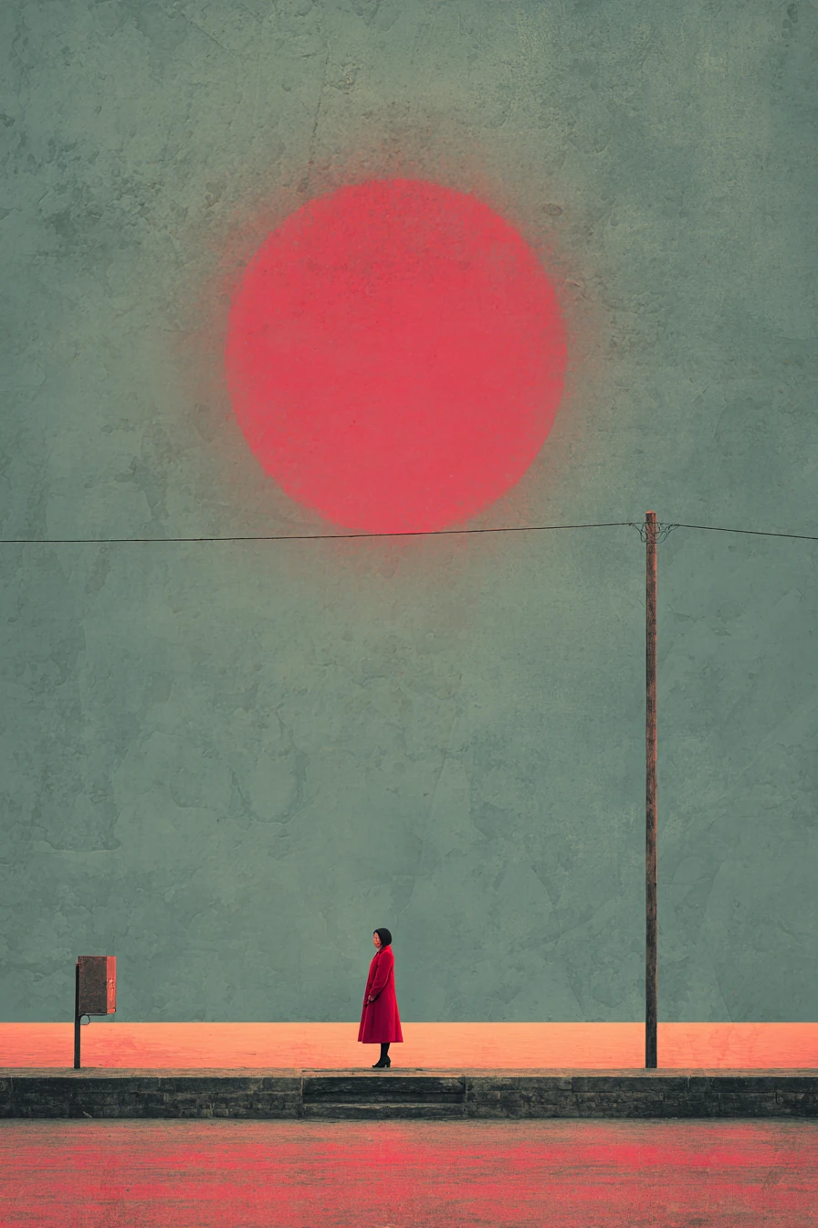 Surreal collage of feeling ignored in a dreamlike abstract space