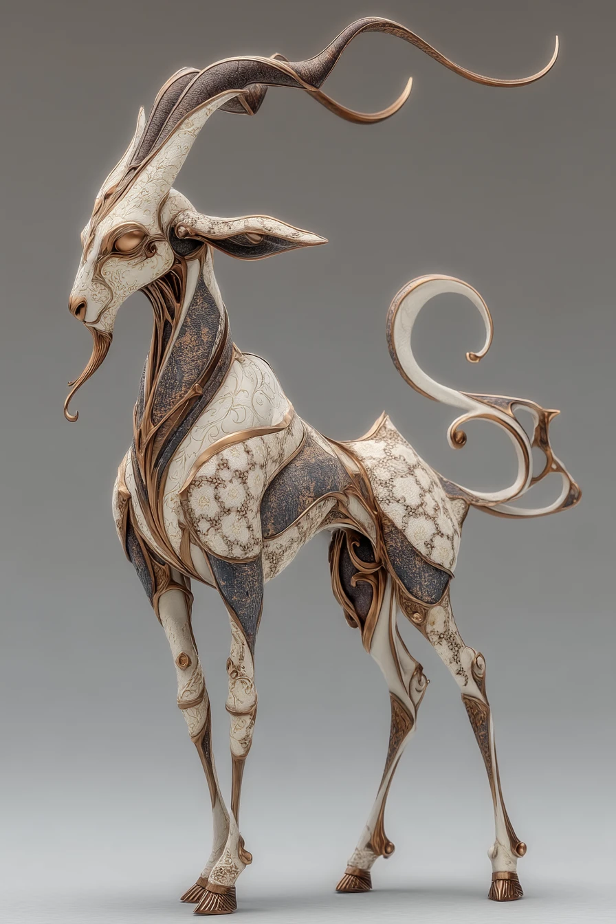 Elegante figura de cabra con cuernos concepto de artesanía de Año Nuevo