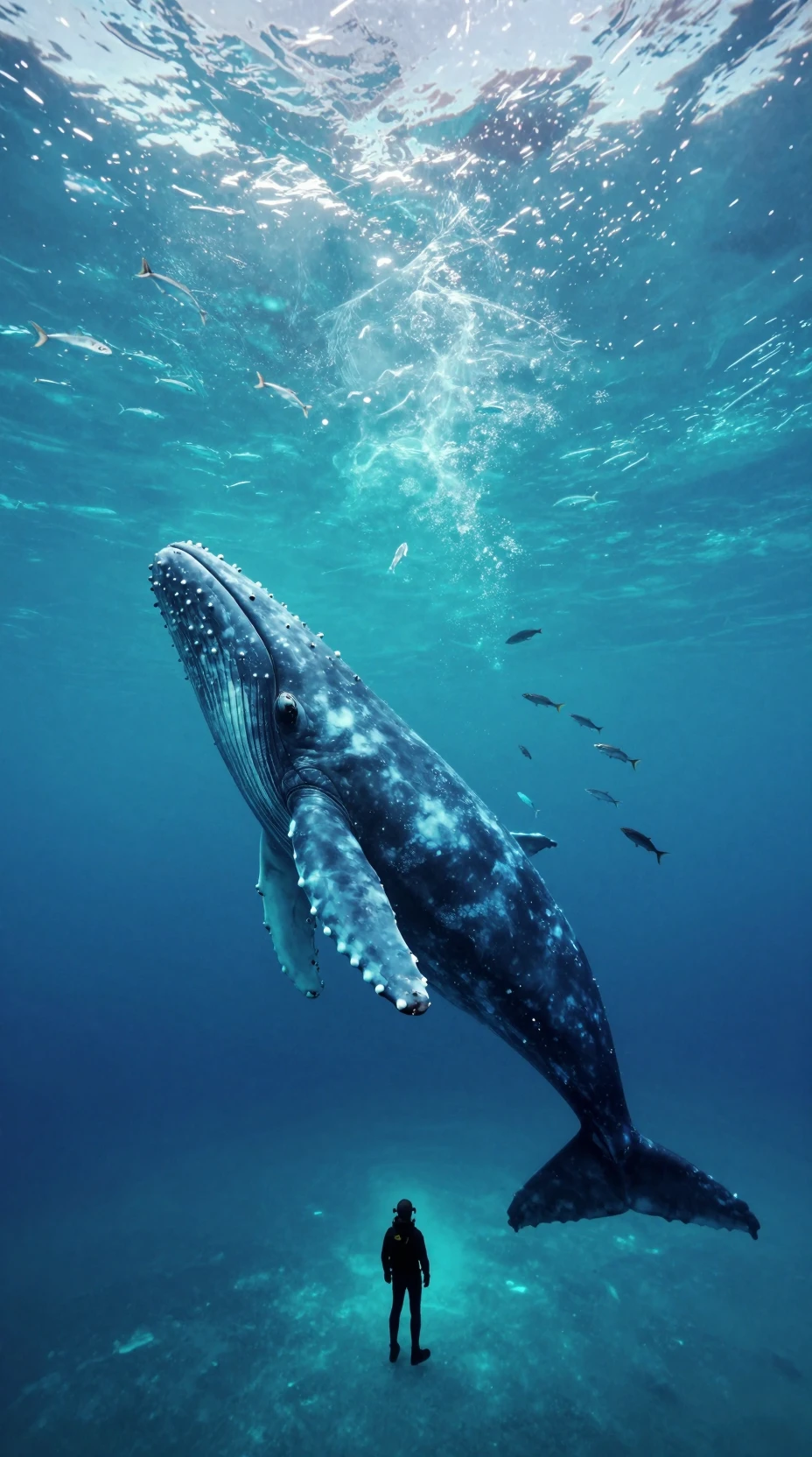 Ballena azul bajo el hielo ártico observada por un explorador solitario
