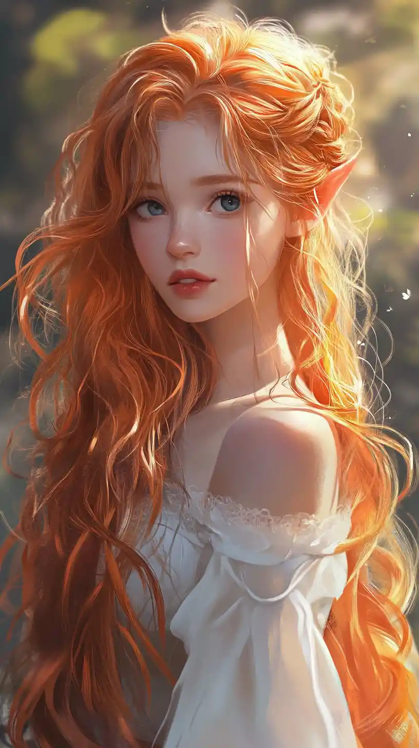 Elf girl holding a white dragon in soft fantasy portrait