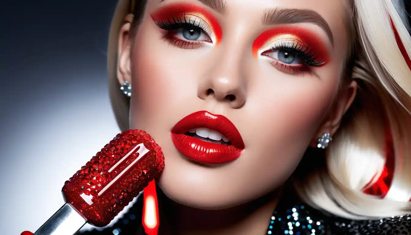 Glam close up of woman with jeweled red popsicle
