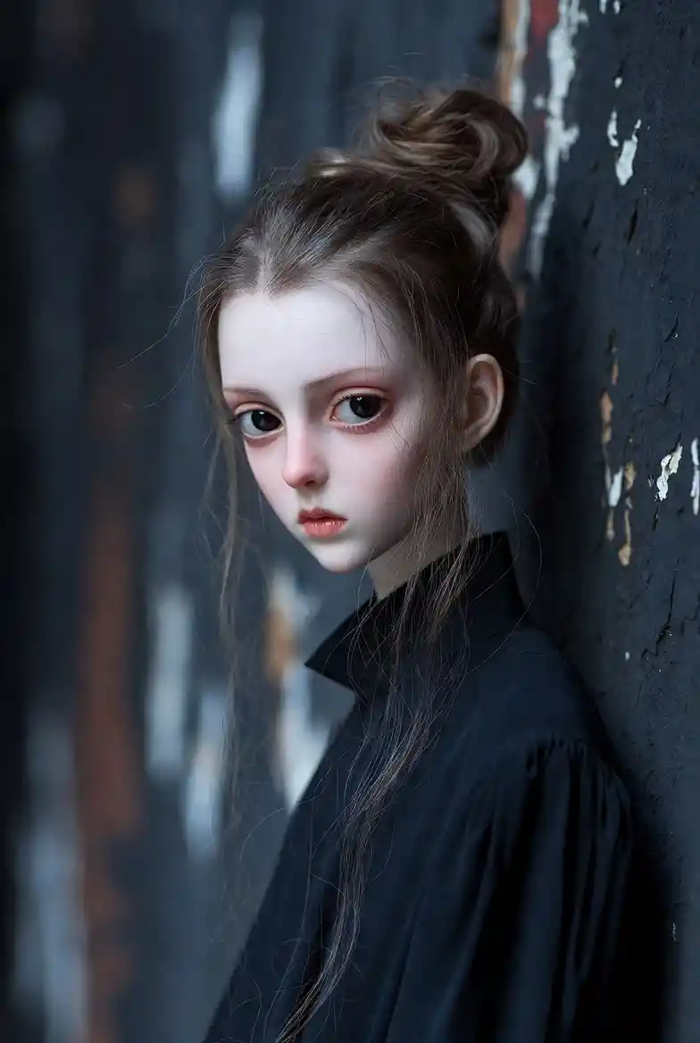 Doll faced figure parted from a fragile shared soul