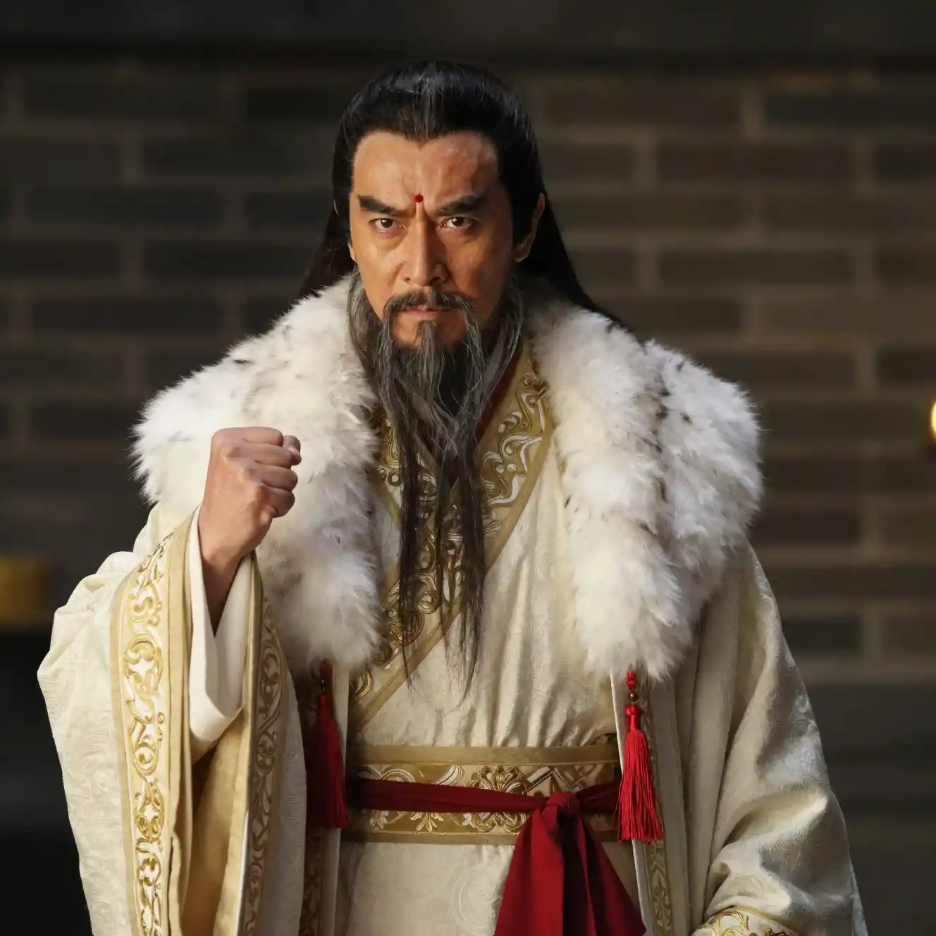 Cinematic portrait of a Chinese warlord scholar in shadow