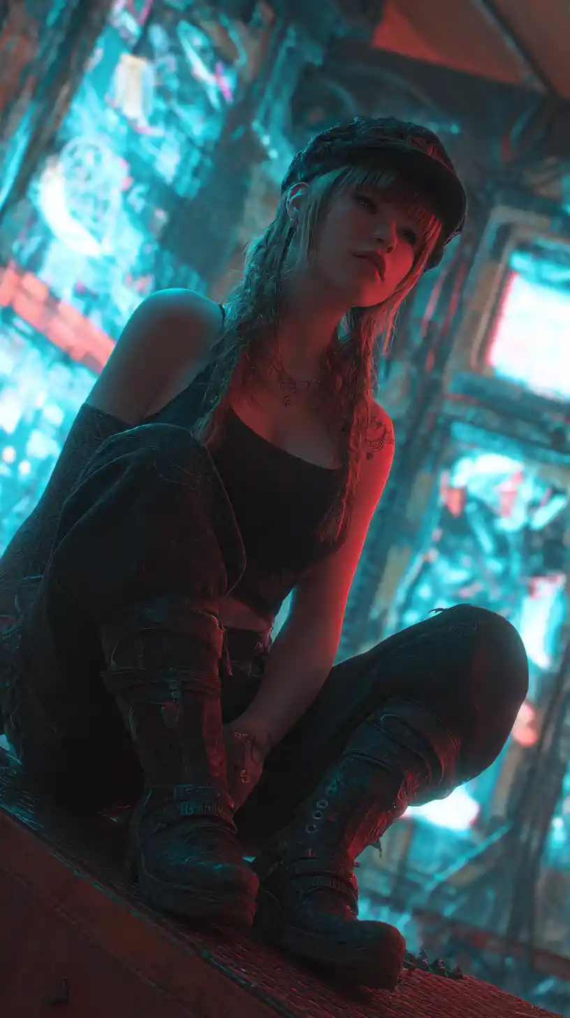 Empty stage under a harsh spotlight and deep shadows