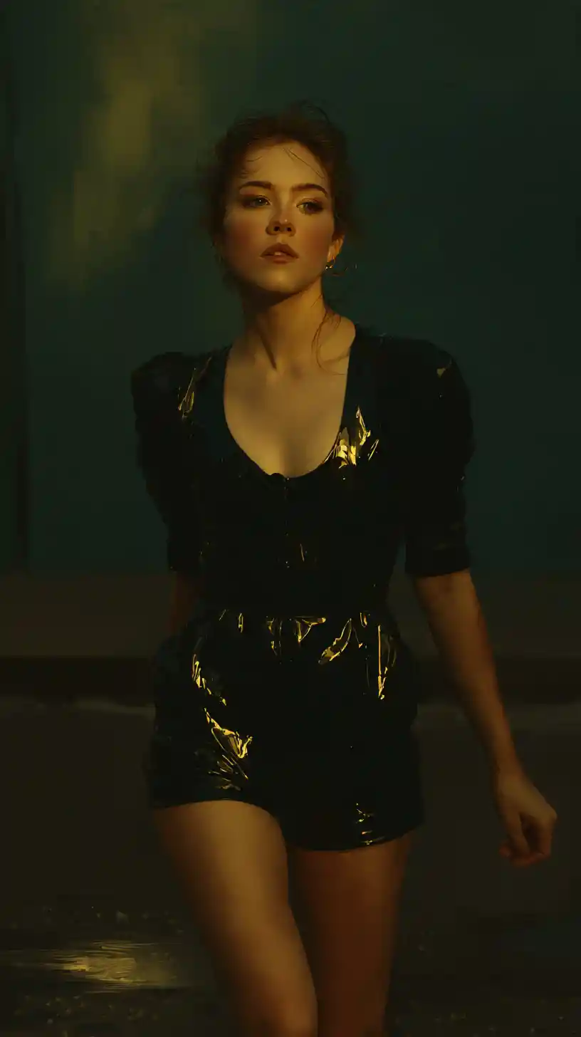 Athletic woman walking through sunlit Los Angeles street
