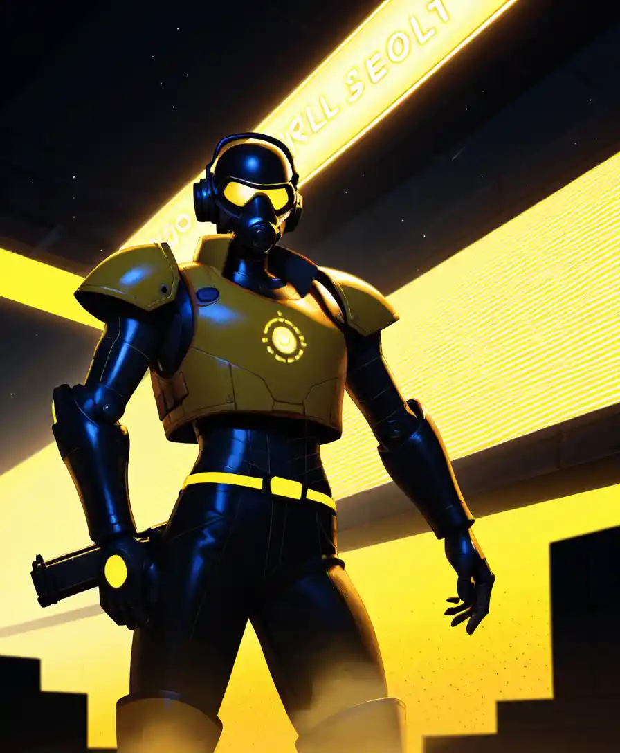 Engineer with neon armor aiming shotgun in cosmic storm