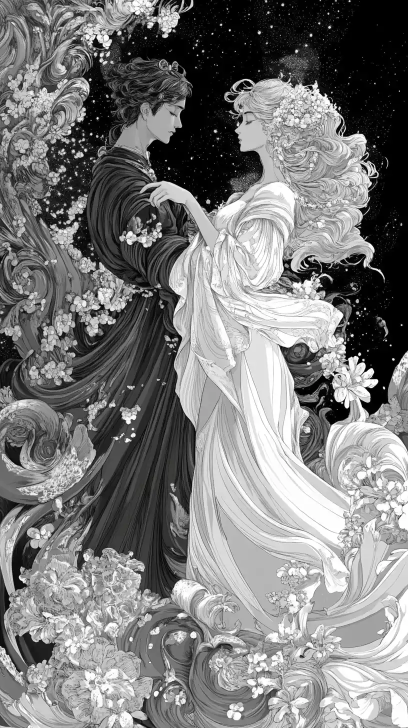 Mujer de anime surreal en retrato abstracto brillante y melancólico