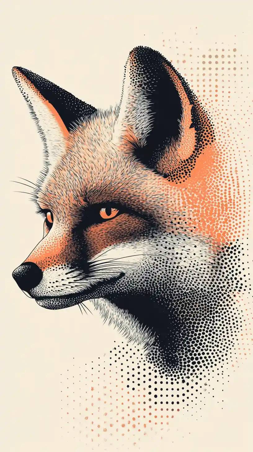 Pop art desert fox portrait in bold graphic profile
