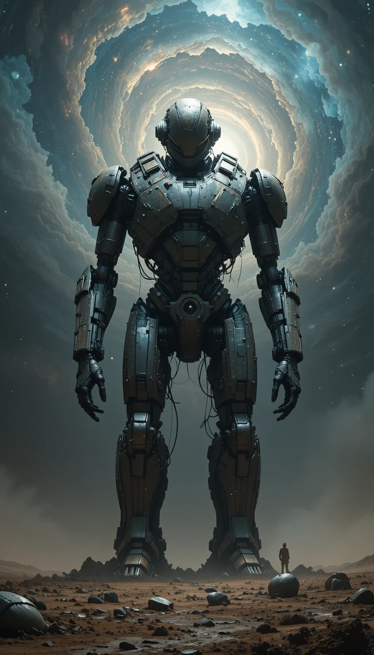 Colossal Terraforming Robot On A Desolate Alien World