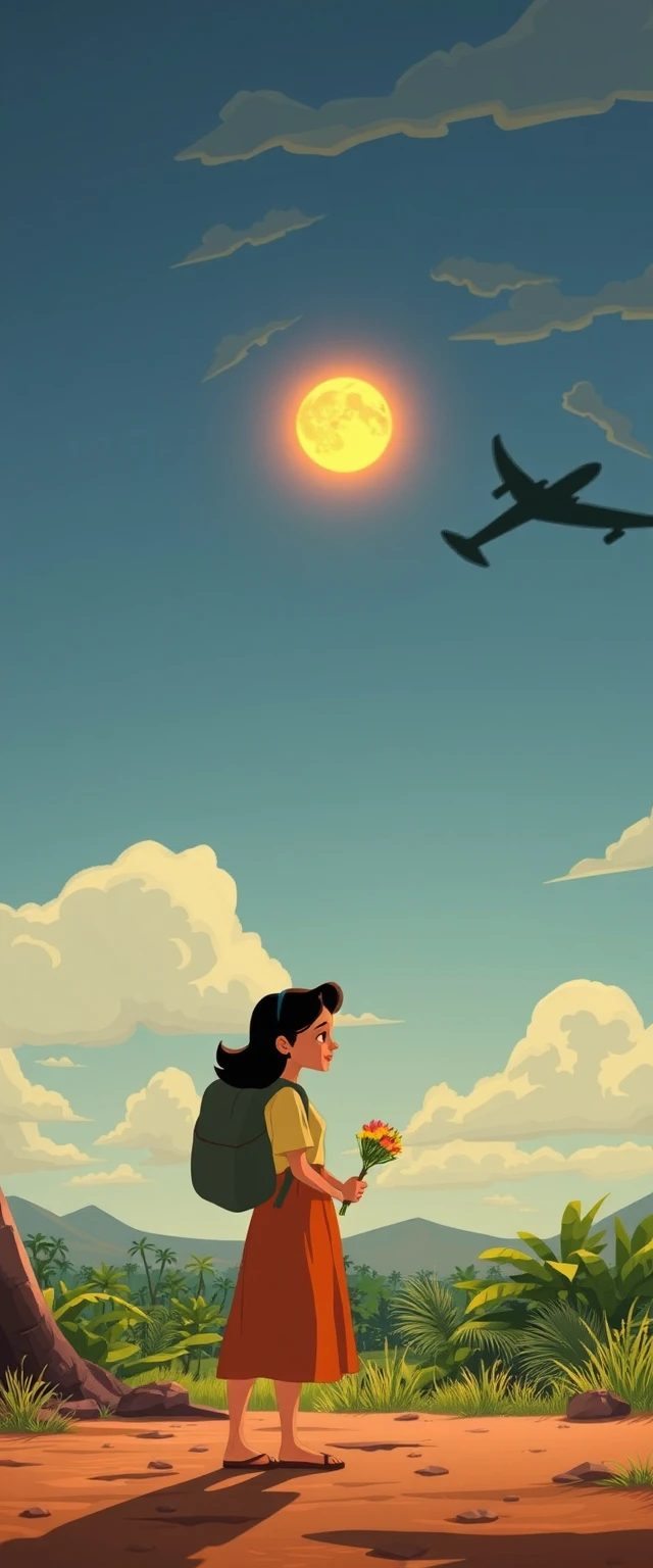 Young American couple in stylized 3D cartoon scene
