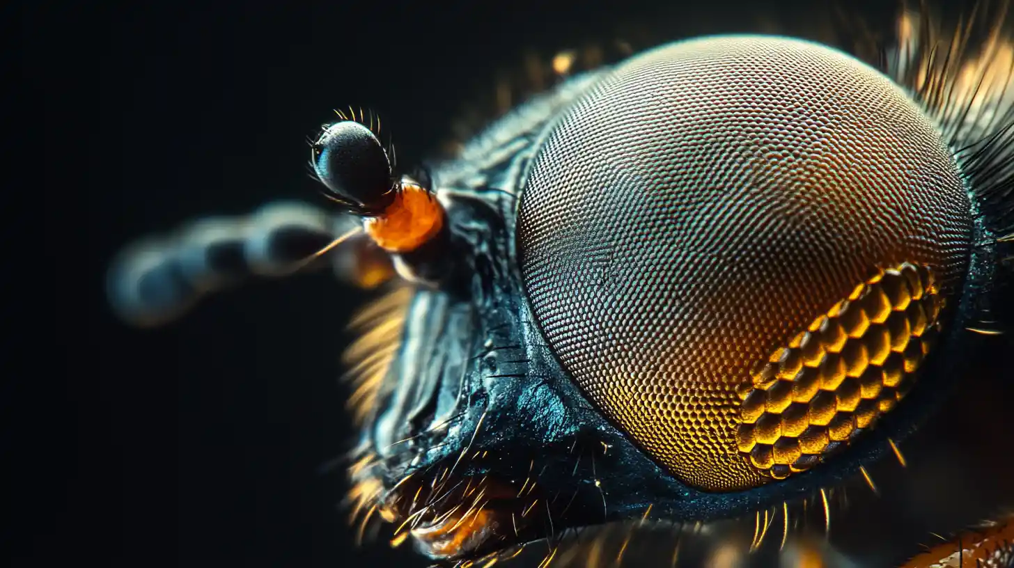 Extreme macro close up of a housefly compound eye