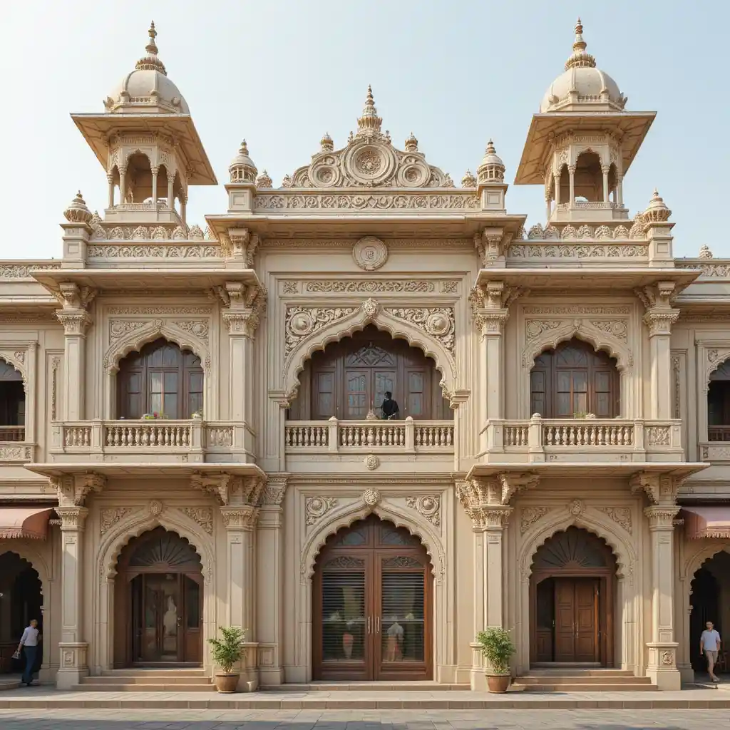 Royal Indian market facade with grand central entrance gate