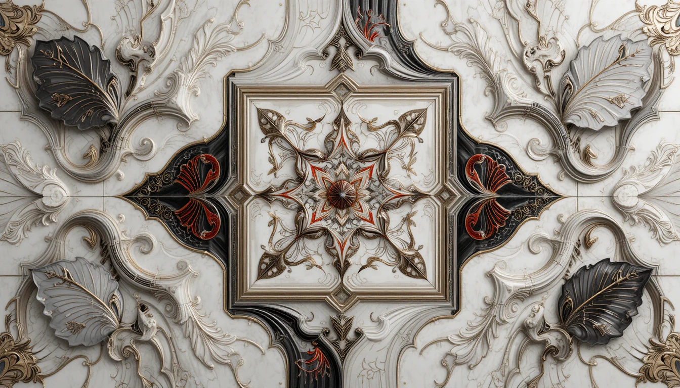 Abstract geometric tiles with flowing organic patterns