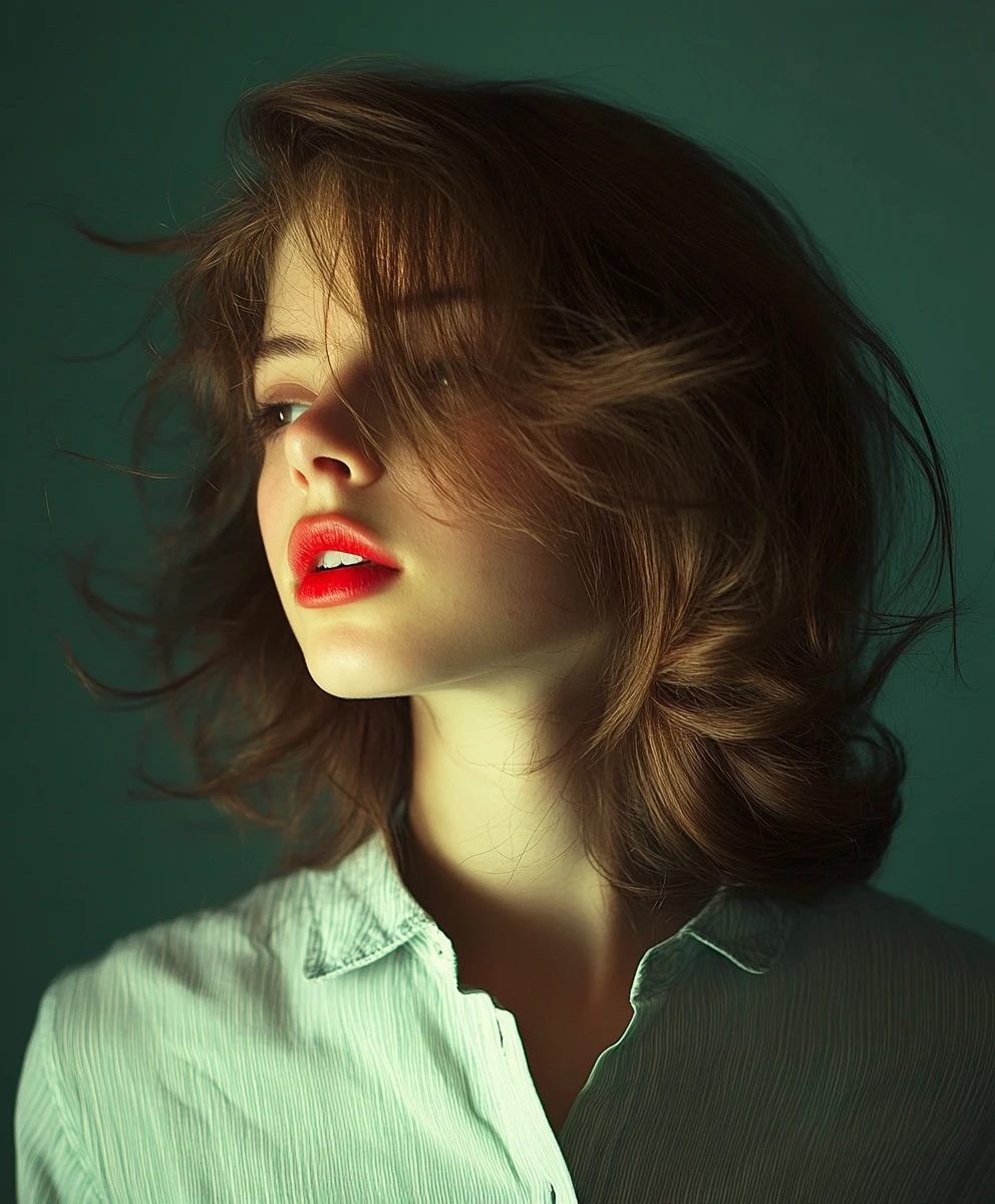 Retrato de una joven supermodelo glamorosa con corte de pelo elegante