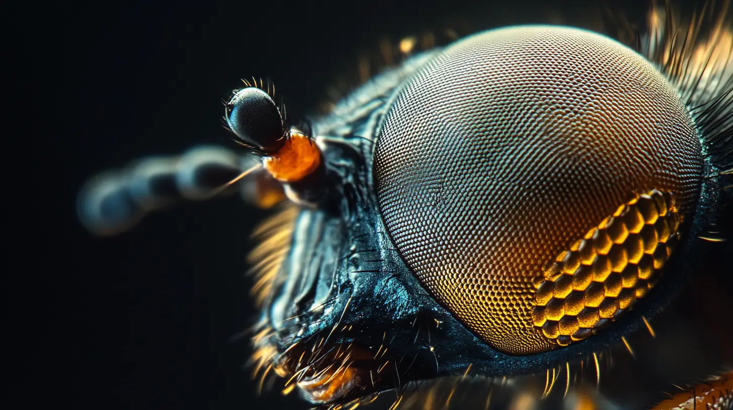 Extreme macro close up of a housefly compound eye