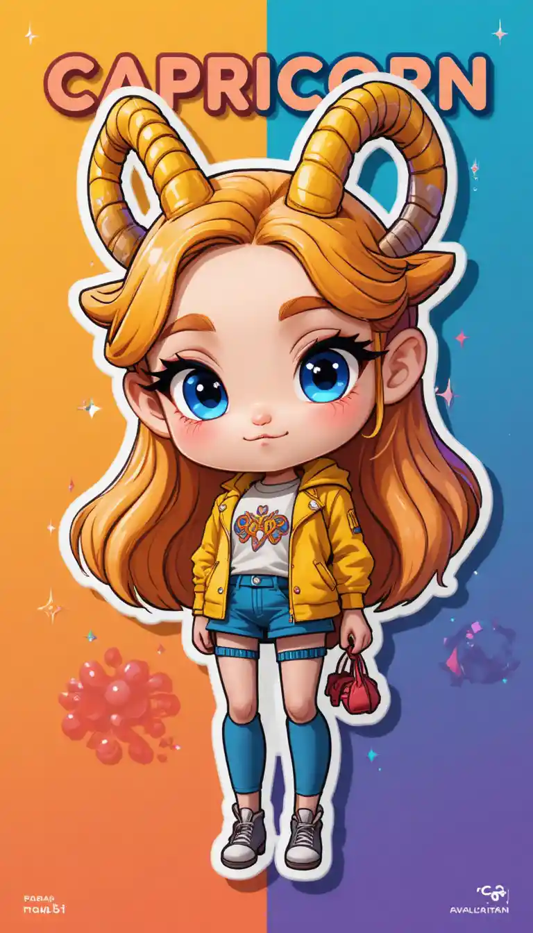 Playful Capricorn girl in glossy 3D cartoon style