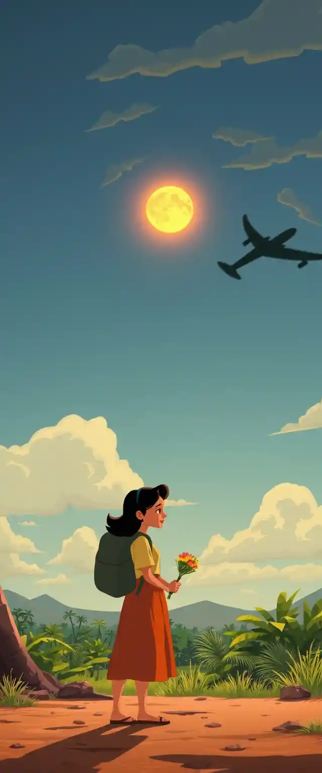 Young American couple in stylized 3D cartoon scene