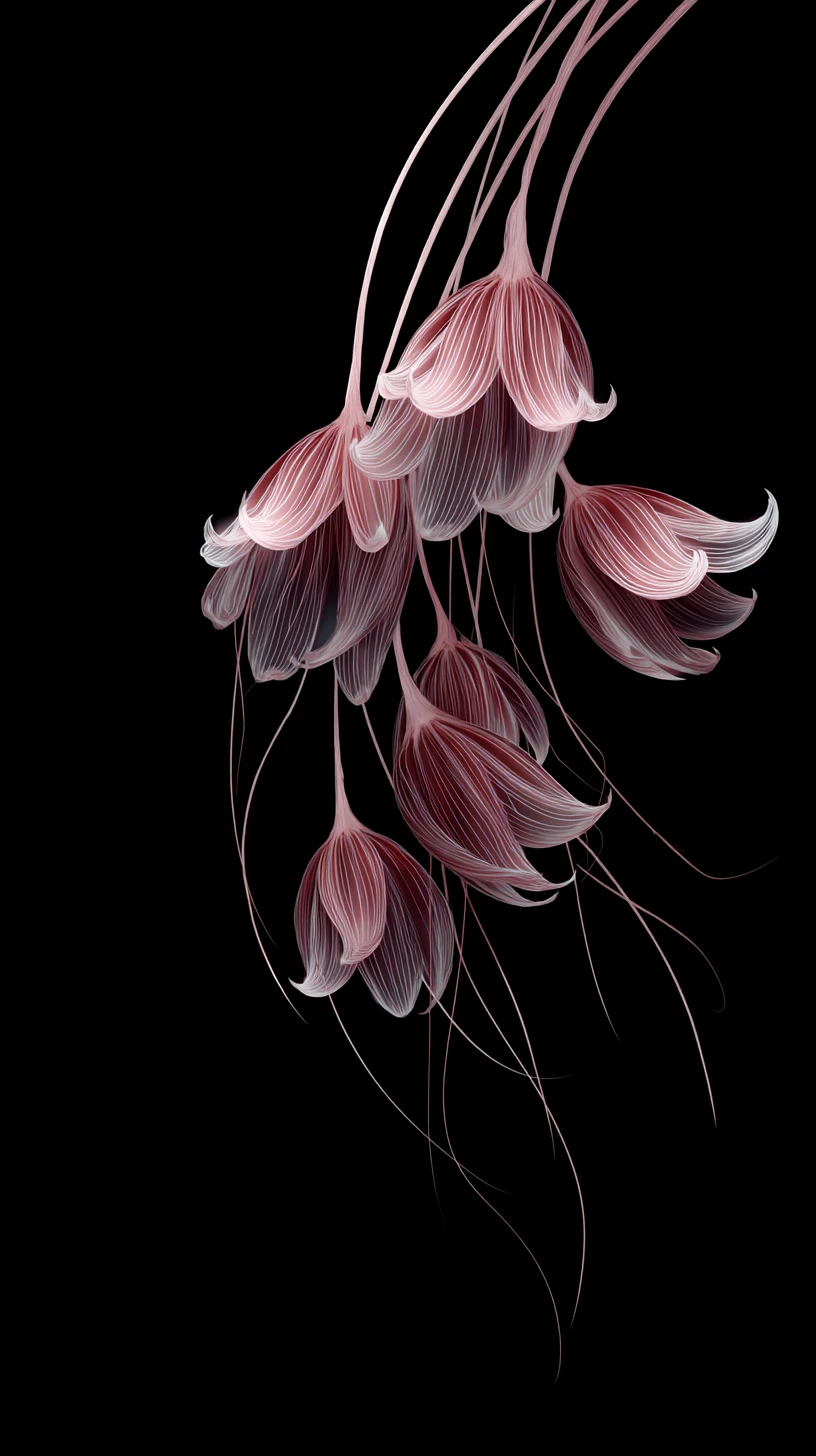 Ethereal Pink Stripes Transforming Into Petal Like Light Forms