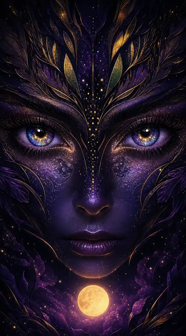 Intense symmetrical eyes with a soulful direct gaze