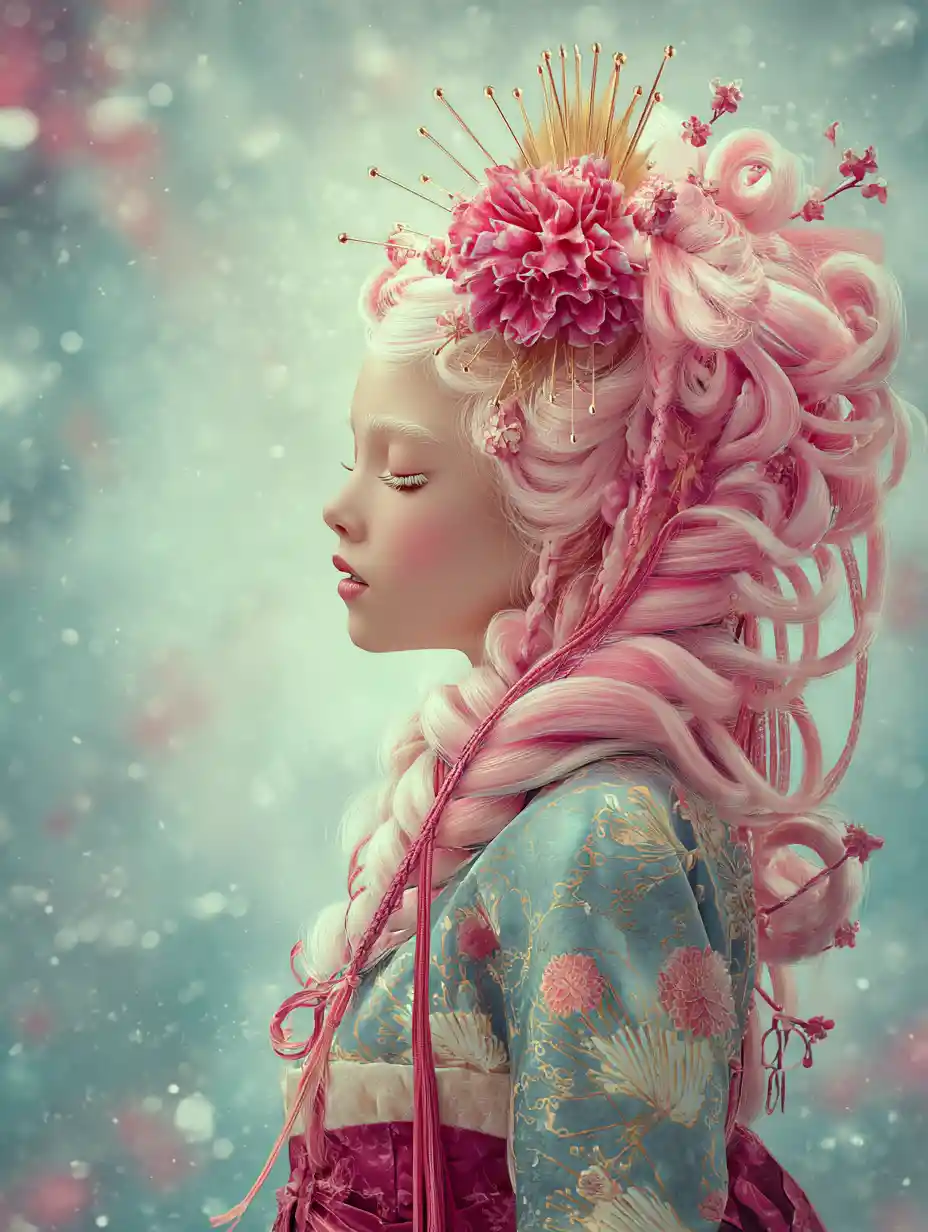 Mystical fantasy woman in dreamy manga inspired portrait