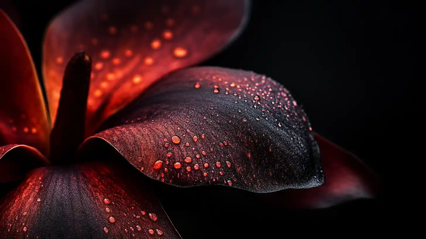 Dark magnolia petal in dramatic macro shadow detail