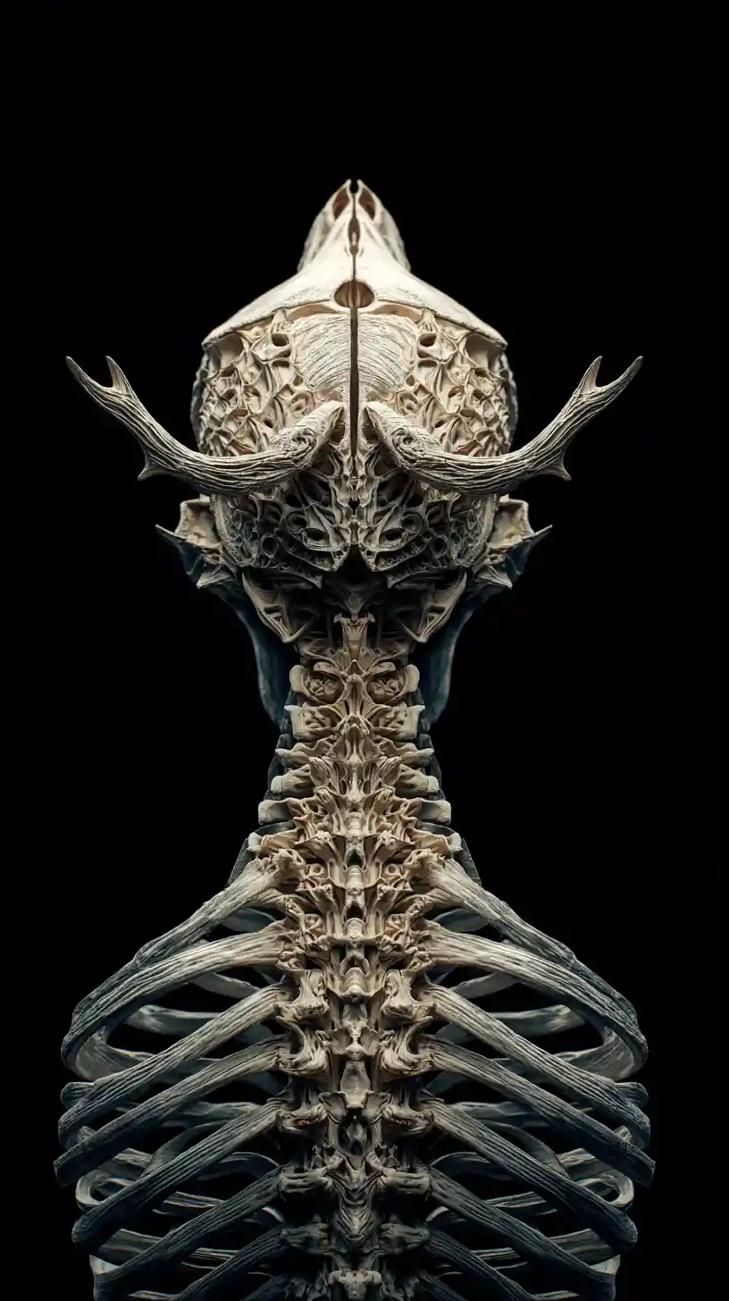 Back to back focus on exposed human vertebrae