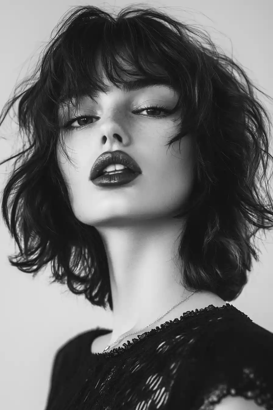 Confident young supermodel portrait with stylish long haircut