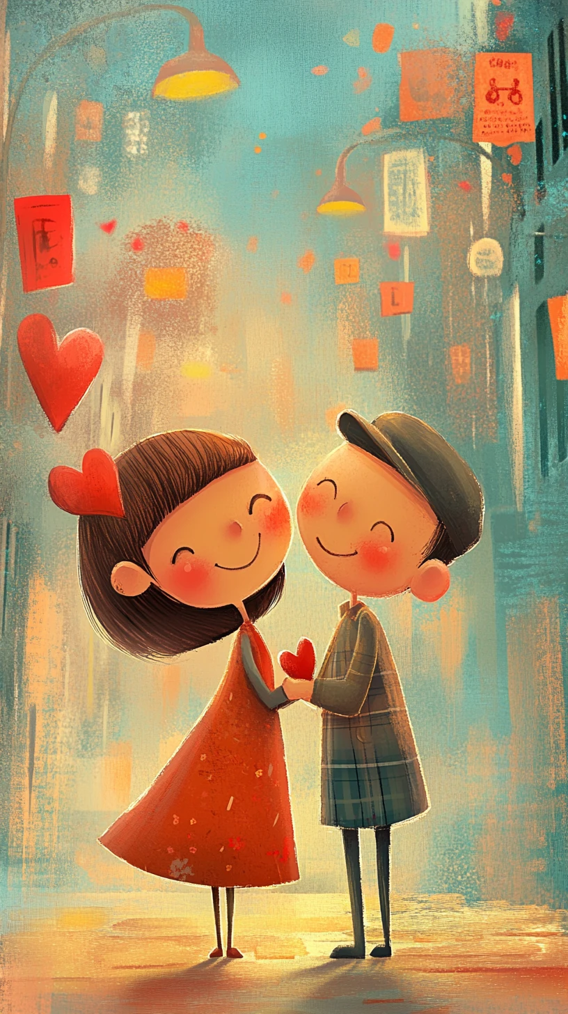 Pareja romántica en ilustración digital de cuento fantástico