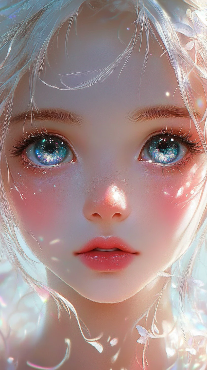 Anime girl portrait with sparkling eyes and pastel hair