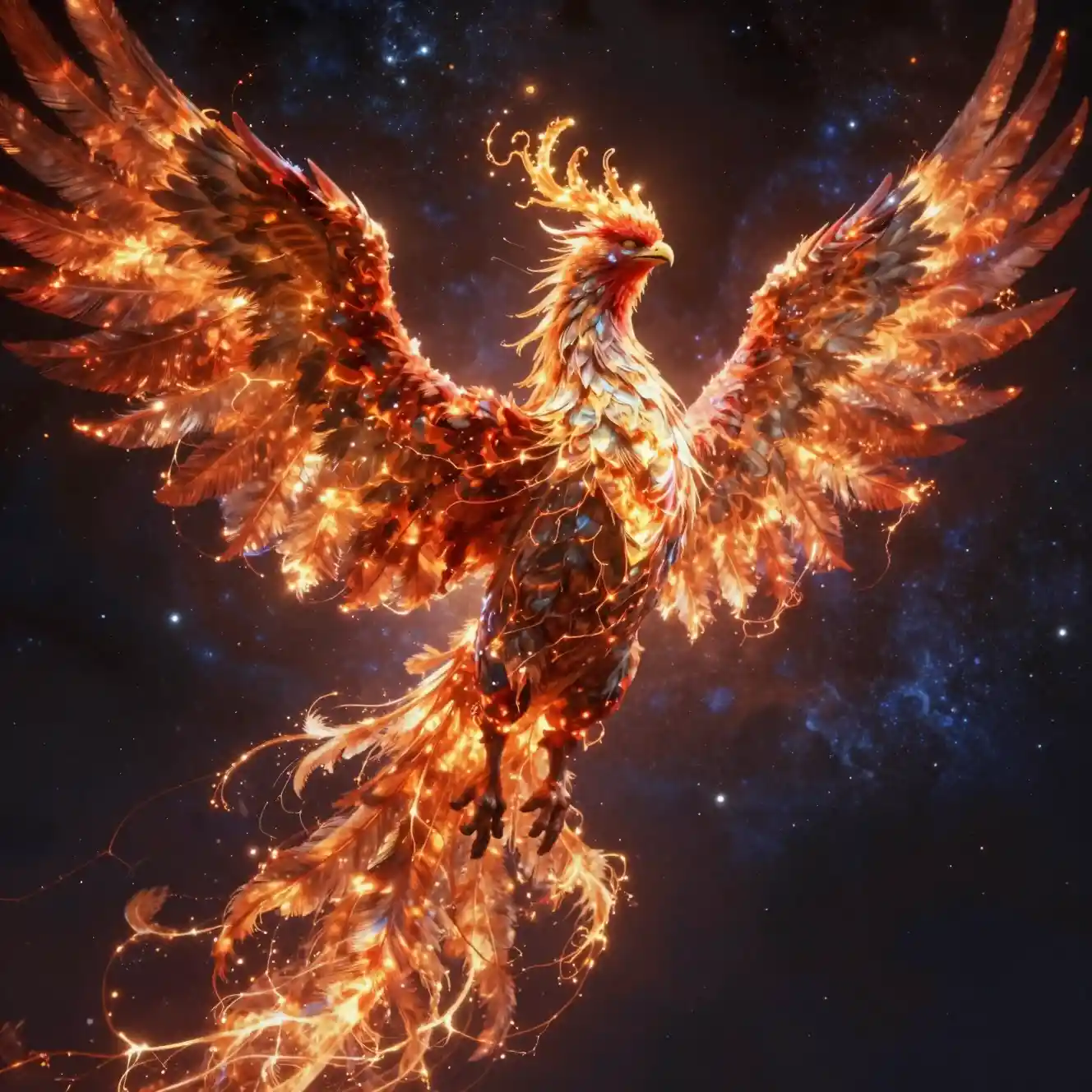 Gigantic phoenix reborn within a blazing cosmic star