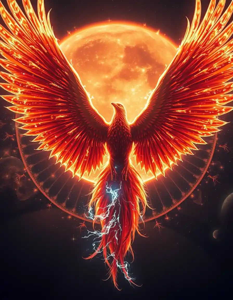 Gigantic phoenix reborn within a blazing dying star