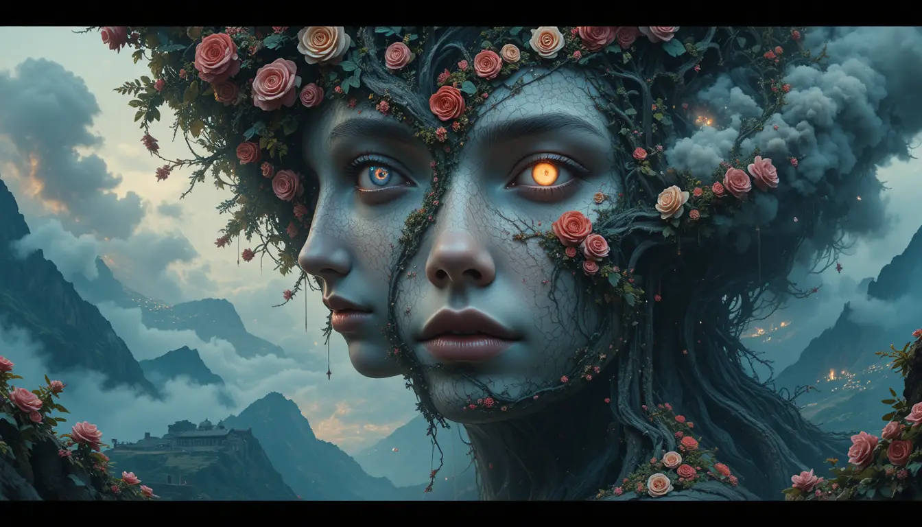 Surreal Landscape Of Infinite Layered Human Faces