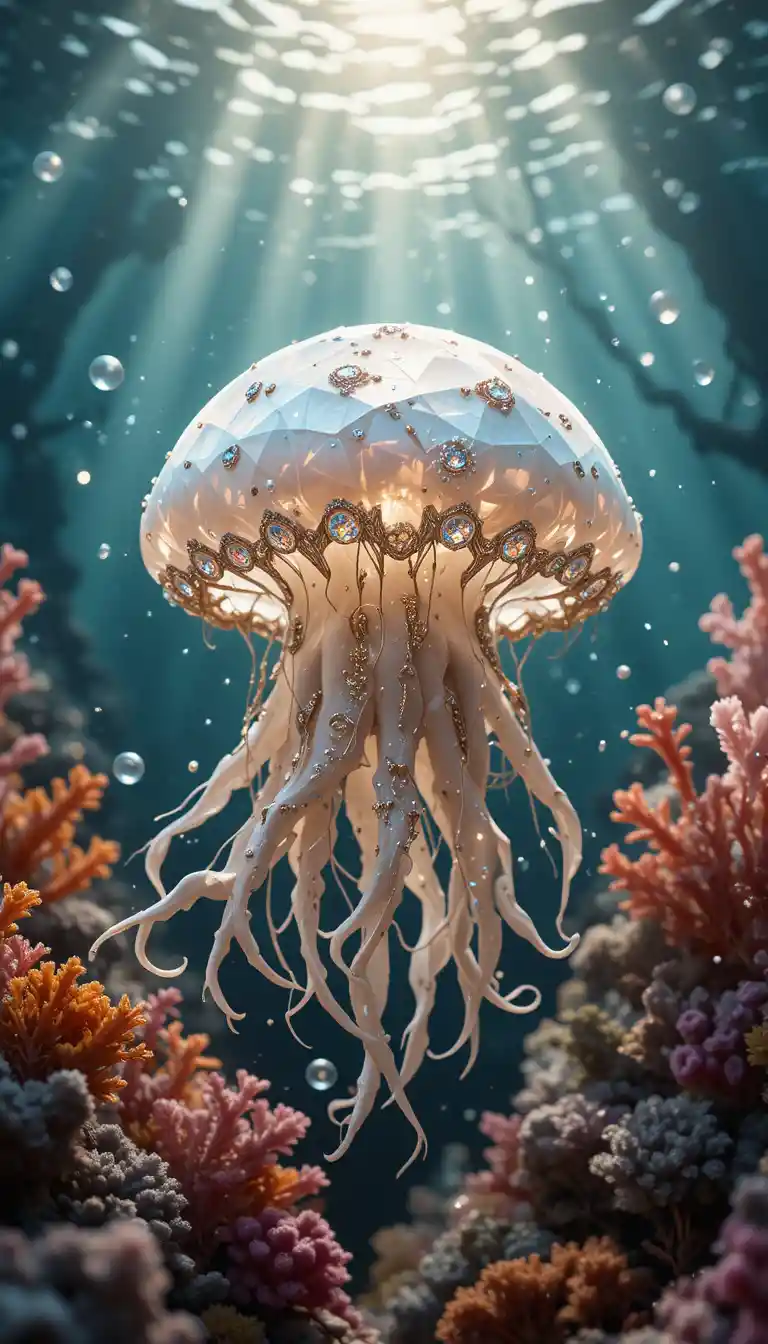 Close up of an asymmetrical floating ring in deep water