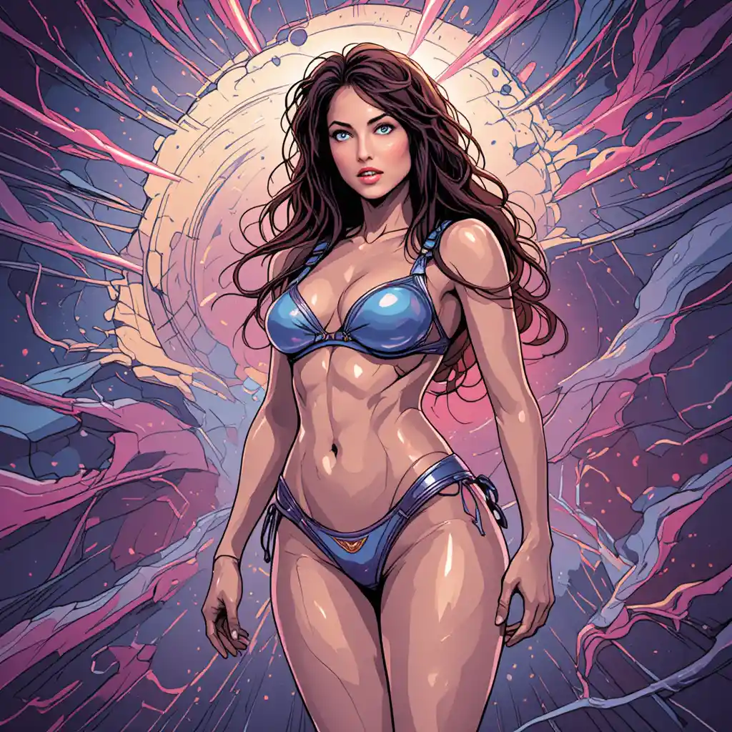 Curvy Space Heroine In Futuristic Bikini Comic Illustration