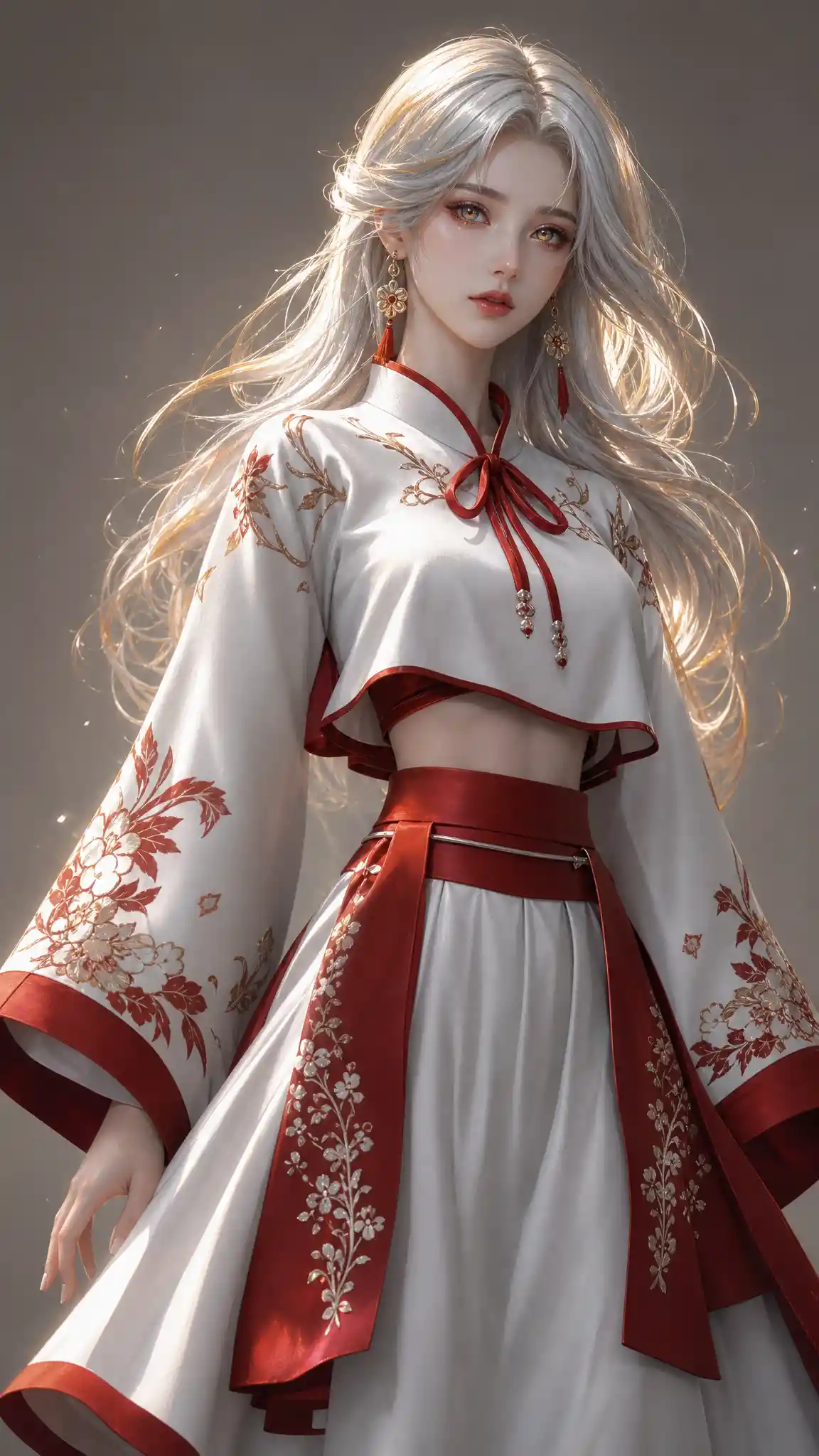 3d portrait of a young woman with silver and gold hair