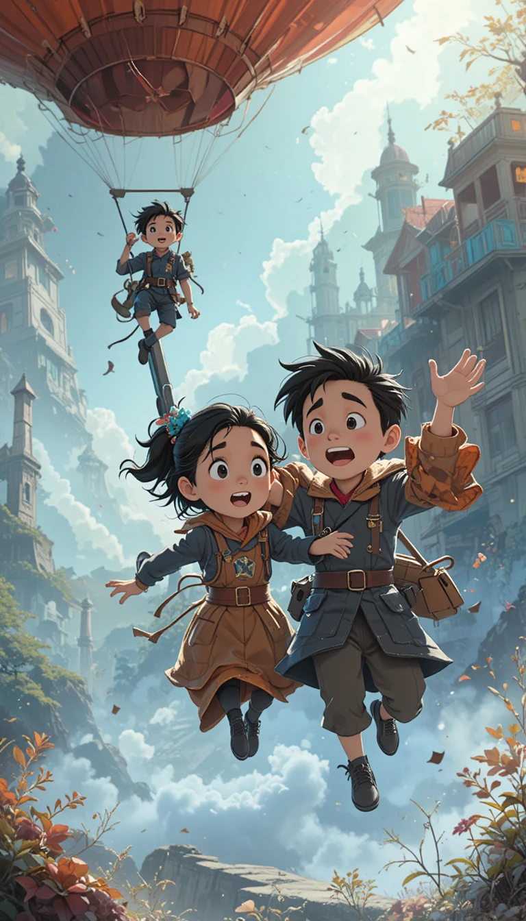 Young siblings walking through the summer countryside after the bombing