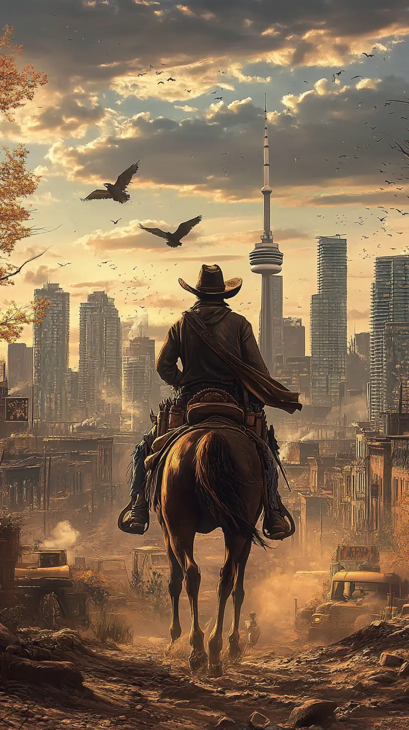 Vista oscura in stile western delle rovine della città di Toronto